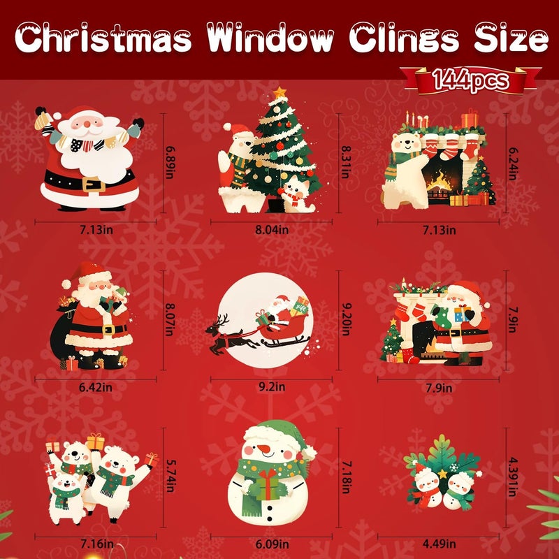MAGLOGY Christmas Window Clings143 Pcs, Xmas Glass Stickers Window Decals Christmas Decorations Santa, Snowflakes, Reindeer, Snowman - Winter Holiday Windows Decor for Festive Spirit - Image 5